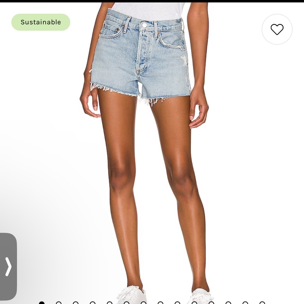 Agolde Light Blue Parker Distressed Denim Jean Shorts